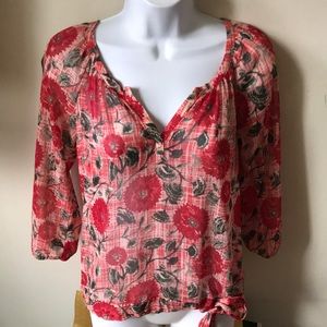 Lucky Brand Sheer  Floral Blouse